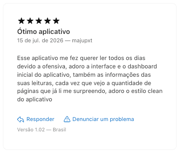 Avaliação cinco estrelas na App Store: Ótimo aplicativo